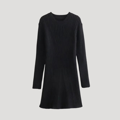 CM | Minivestido de punto de canalé de manga larga para mujer