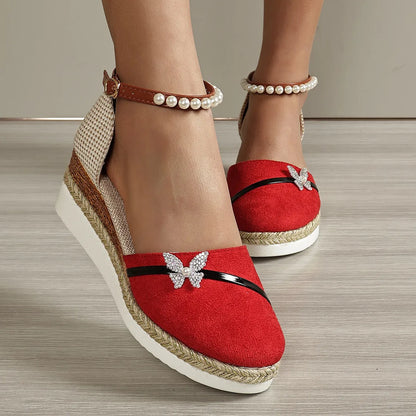 CM | Sandalias de cuña con lazo para mujer