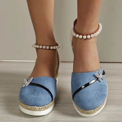 CM | Sandalias de cuña con lazo para mujer