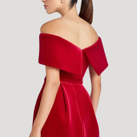CM | Minivestido de terciopelo sin hombros para mujer