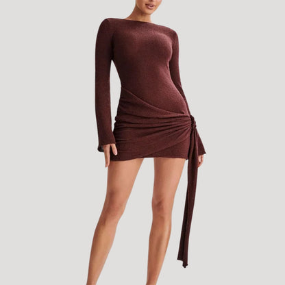 CM | Mini vestido bodycon asimétrico para mujer con volantes