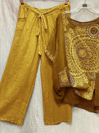 CM | Conjunto de dos piezas con estampado bohemio suelto