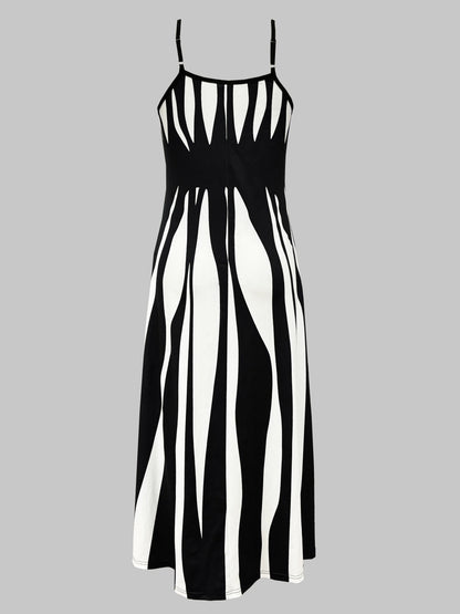 CM | Vestido maxi de mujer - sin mangas - cuello en V - corte relajado - ropa casual ligera