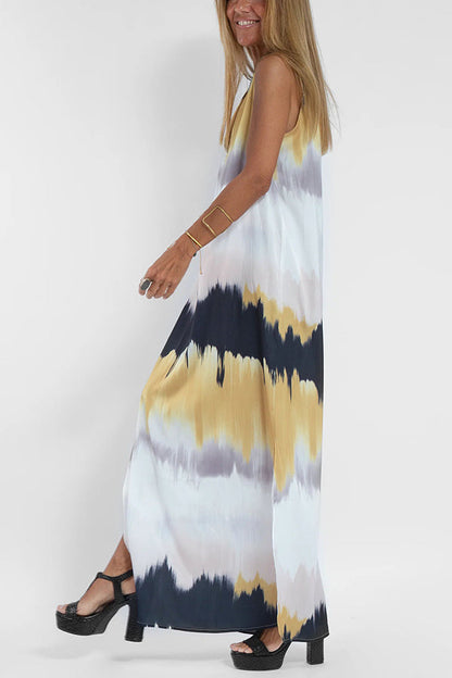 CM | Make Them Proud Maxi Vestido Relajado con Estampado Tie Dye de Satén