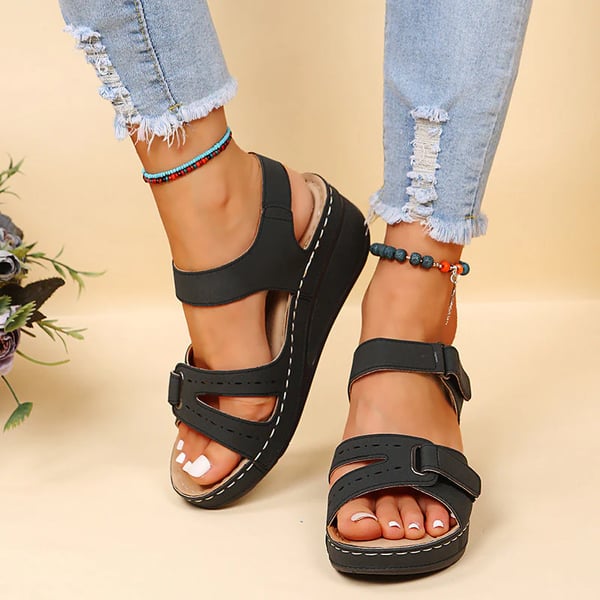CM | - Sandalias romanas para mujer con cierre de velcro