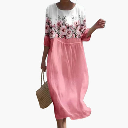 CM | Vestido midi floral de mujer con mangas 3/4 para el verano