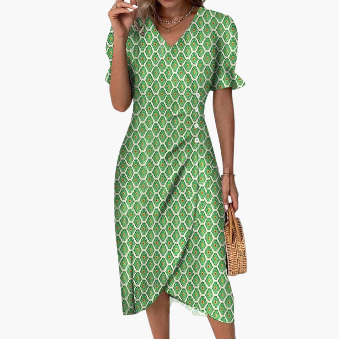 CM | Vestido largo de mujer con estampado floral y cintura recortada