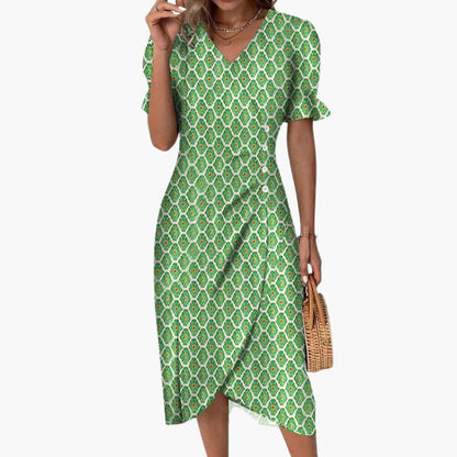 CM | Vestido largo de mujer con estampado floral y cintura recortada