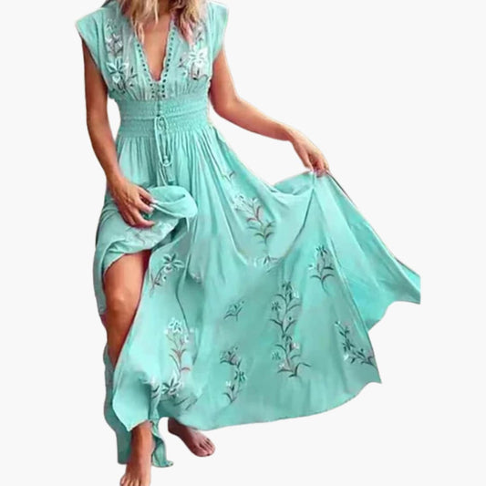 CM | maxi vestido de verano sin mangas para mujer con bordado floral