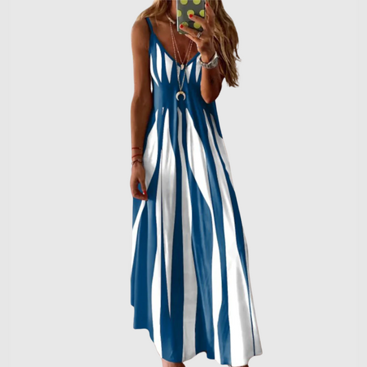 CM | Chic maxi vestido de rayas sin mangas