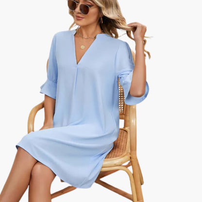 CM | Vestido midi de mujer con escote en V y media manga para el verano
