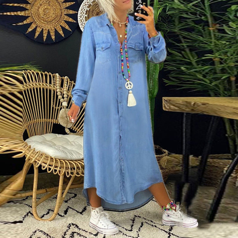 CM | Maxivestido vaquero de manga larga