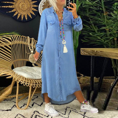 CM | Maxivestido vaquero de manga larga