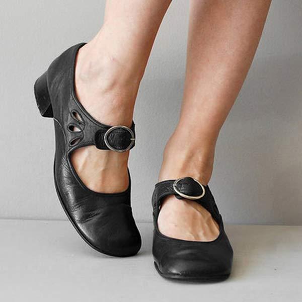 CM | SANDALIAS DE CUÑA DE PIEL CON HEBILLA