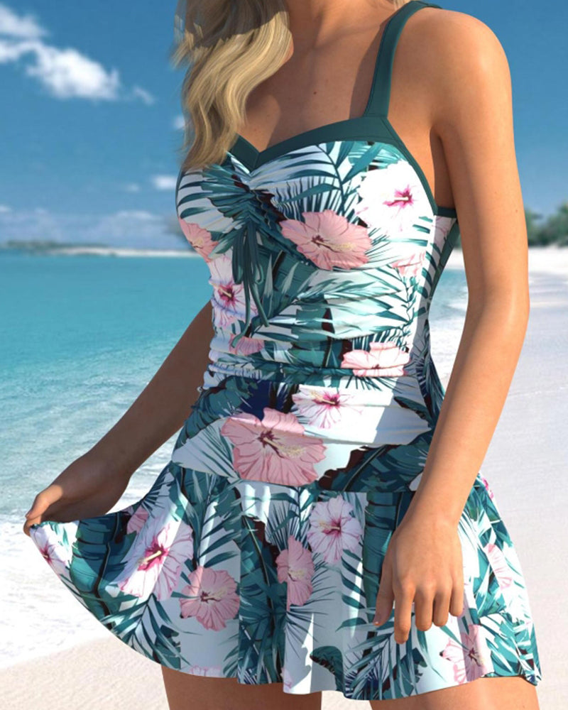 CM | Traje de baño tropical con falda floral