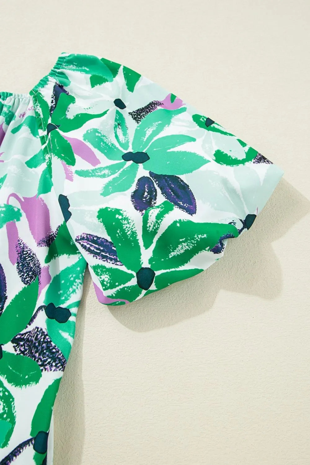CM | Estampado floral Escote cuadrado fruncido Minivestido holgado