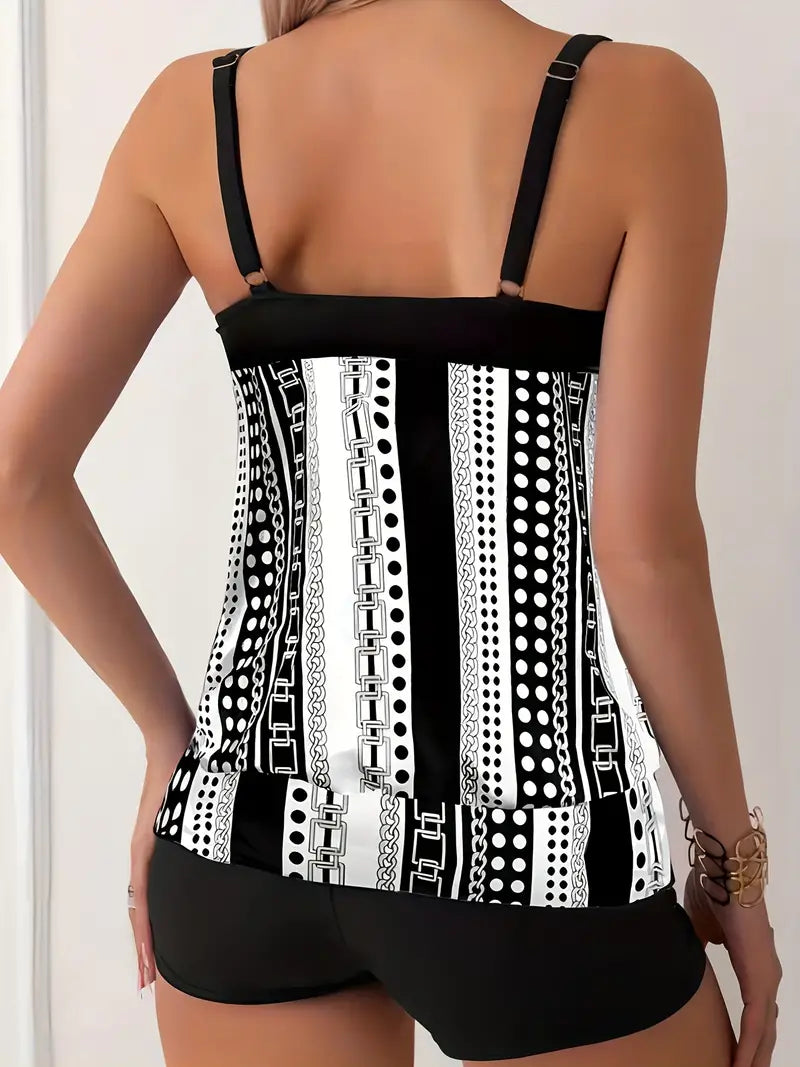 CM | Tankini de rayas con estampado