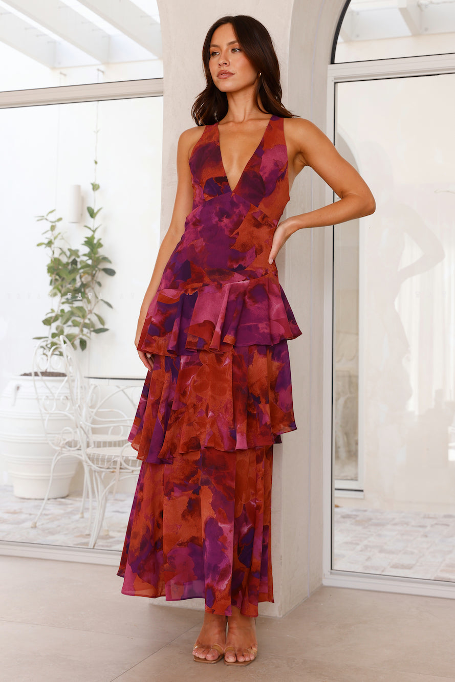 CM | Maxivestido de mujer - Top entallado - Falda con vuelo - Escote en pico - Tejido de lujo