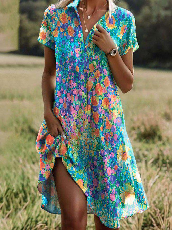 CM | Vestido corto vaporoso con estampado de flores de campo