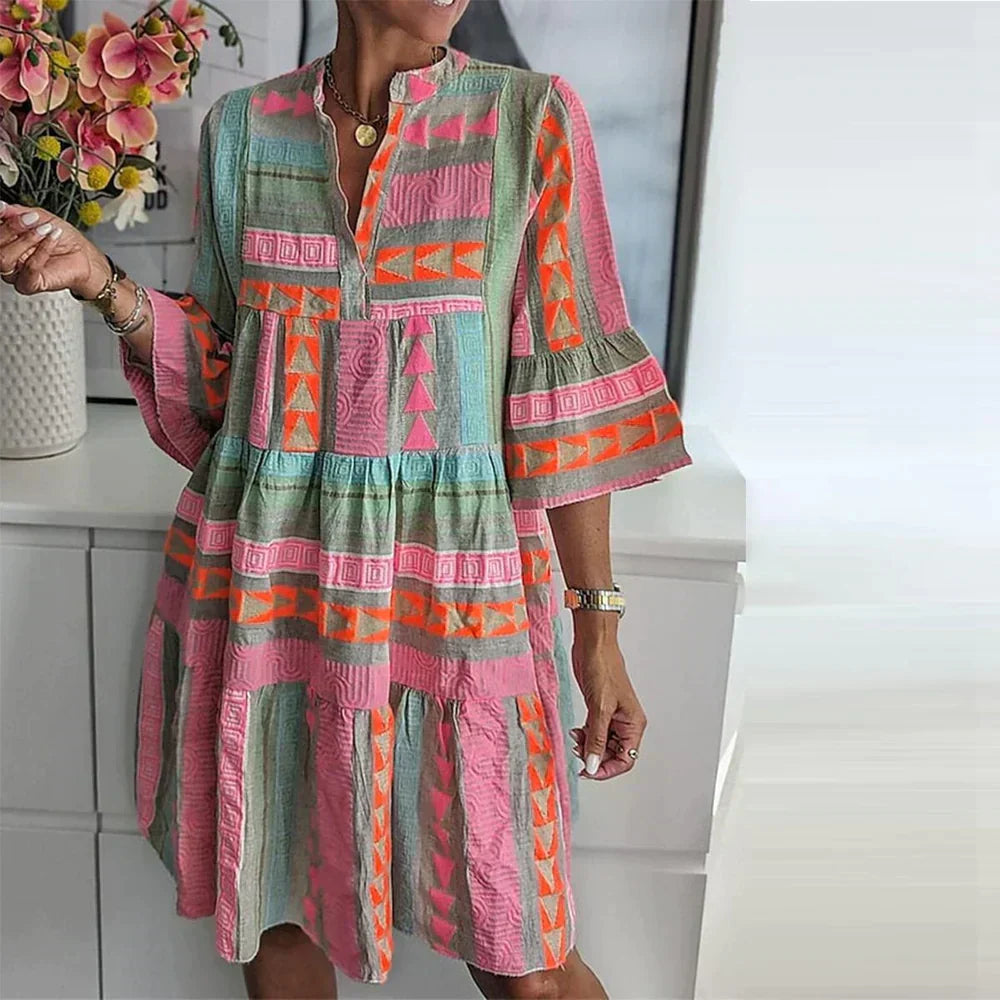 CM | Vestido corto geométrico de algodón