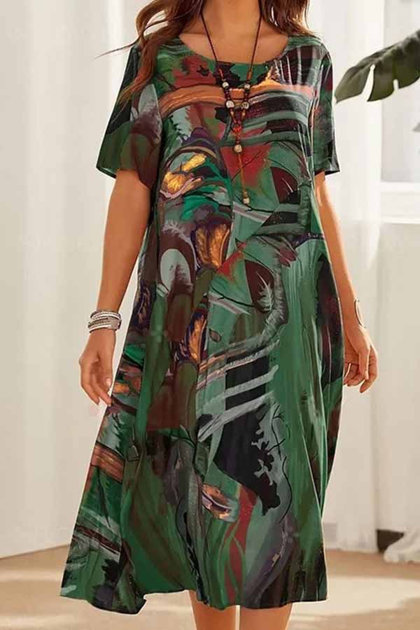 CM | túnica cuello redondo playa suelta maxi vestido