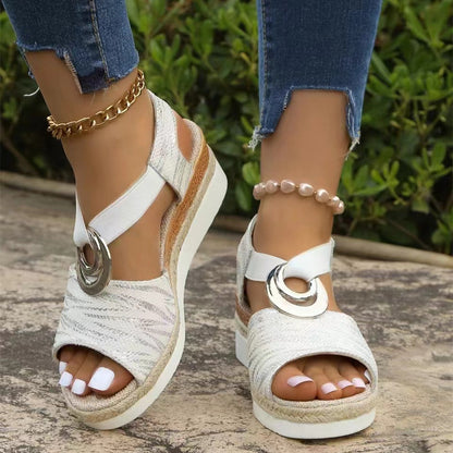 CM | Sandalias de cuña con tira al tobillo