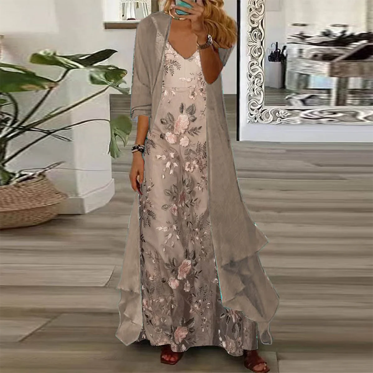 CM | Maxivestido floral de dos piezas