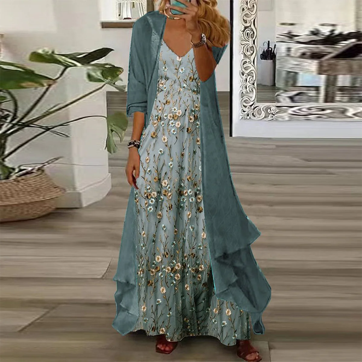 CM | Maxivestido floral de dos piezas