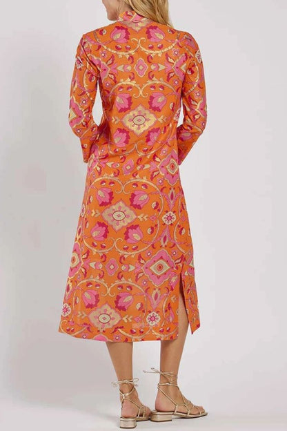 CM | Vestido midi estampado con cuello alto