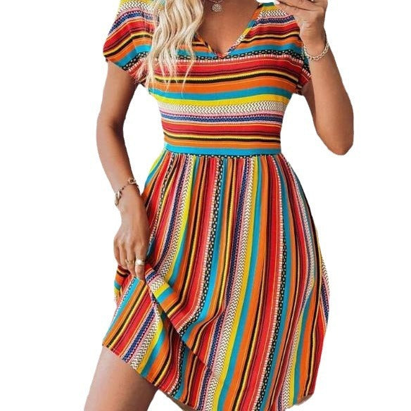 CM | Minivestido boho de rayas chic y fluido