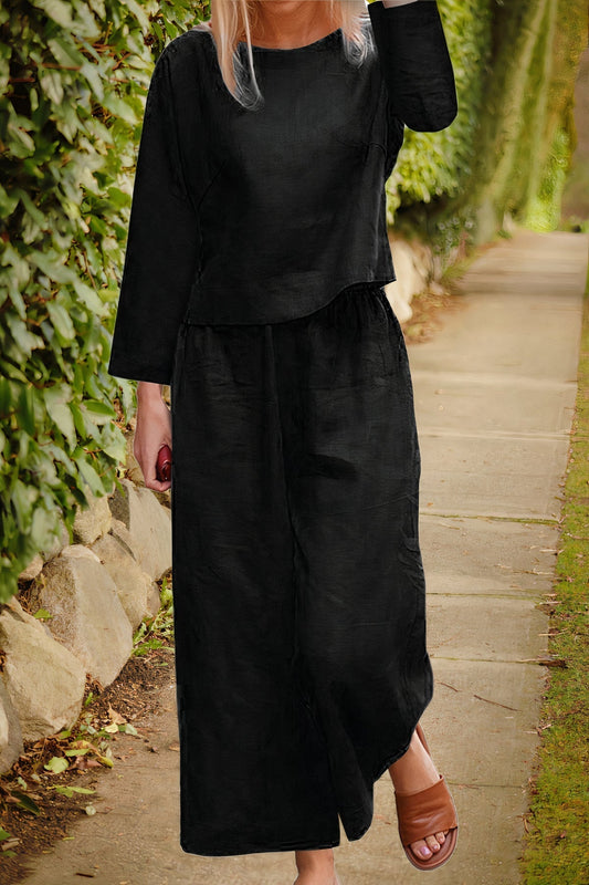 CM | Conjunto de blusa y pantalón de lino Airy