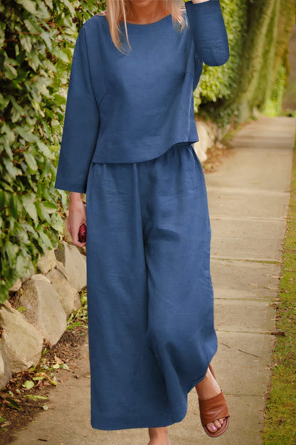 CM | Conjunto de blusa y pantalón de lino Airy