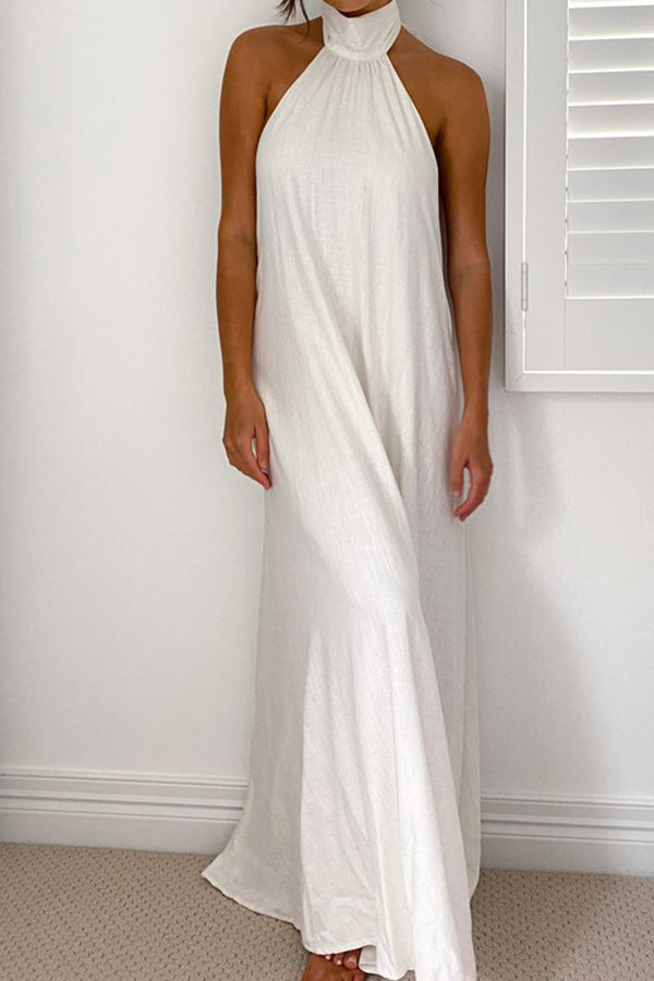 CM | Fashion Vestido largo con escote halterneck y espalda descubierta
