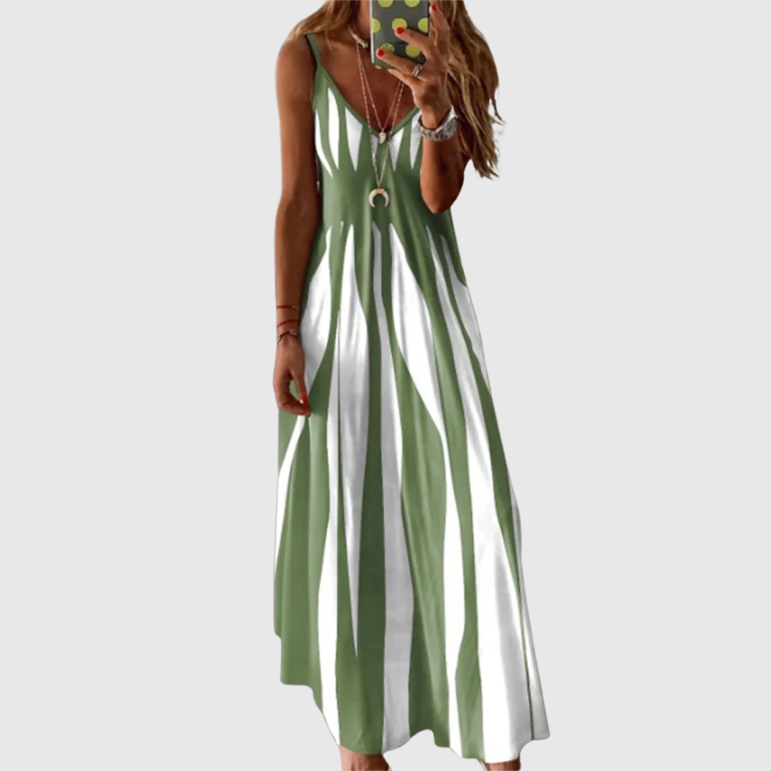 CM | Chic maxi vestido de rayas sin mangas