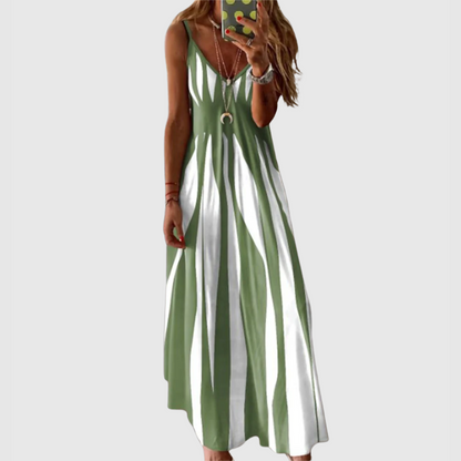 CM | Chic maxi vestido de rayas sin mangas