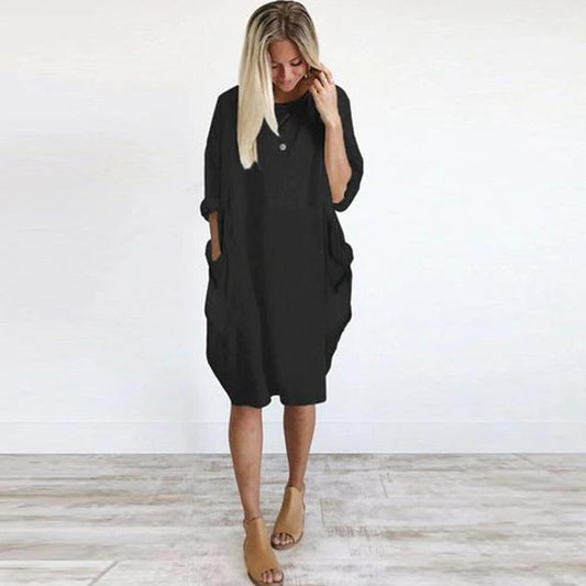 CM | Vestido monocolor con escote redondo