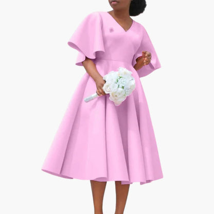 CM | Vestido midi de verano para mujer con bolsillos y manga corta