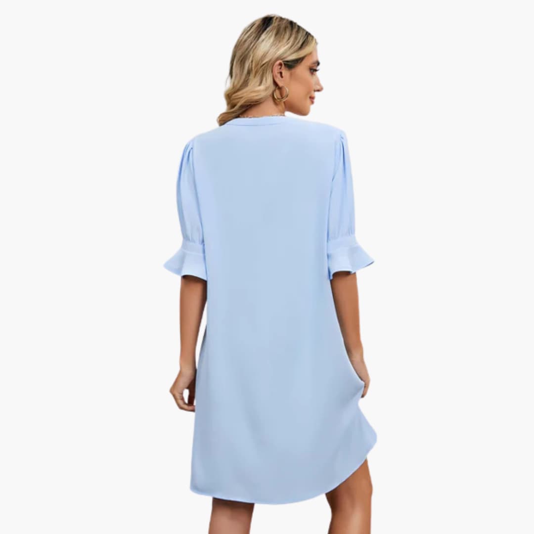 CM | Vestido midi de mujer con escote en V y media manga para el verano
