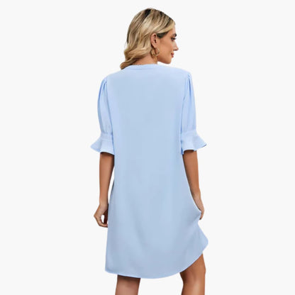 CM | Vestido midi de mujer con escote en V y media manga para el verano