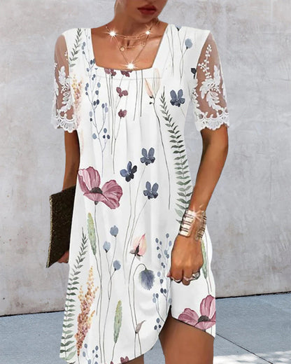CM | Vestido corto con encaje y flores