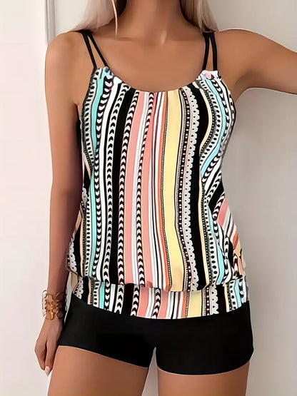 CM | Tankini de rayas con estampado