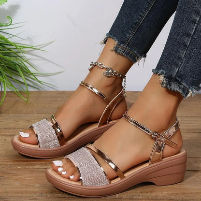 CM | - 2024 Nuevas sandalias ortopédicas de cuña para mujer con puntera abierta