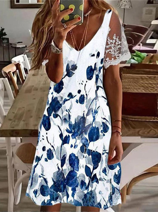 CM | Casual Floral Cuello en V Vestido Midi AC10059