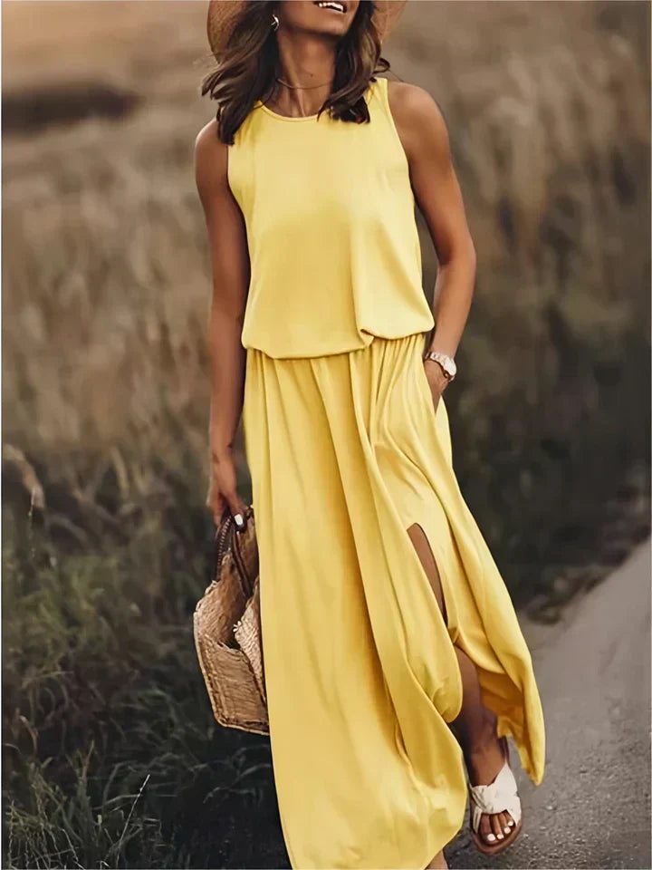 CM | Vestido maxi monocolor de mujer