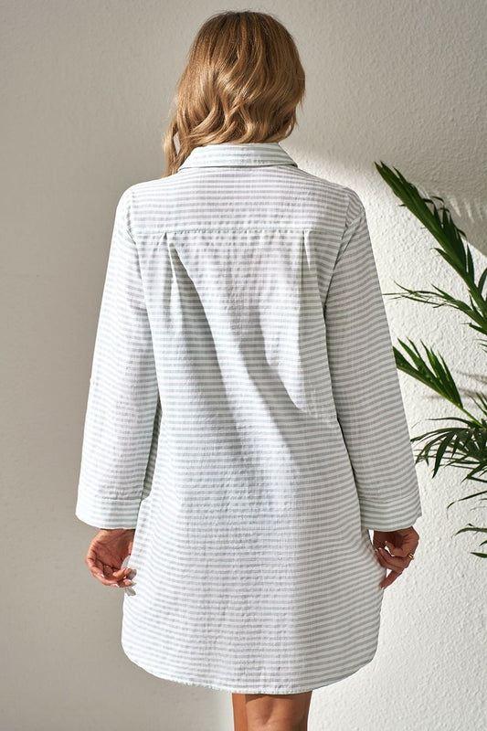 CM | Mini Vestido Camisa Manga Larga Cuello Johnny Rayas