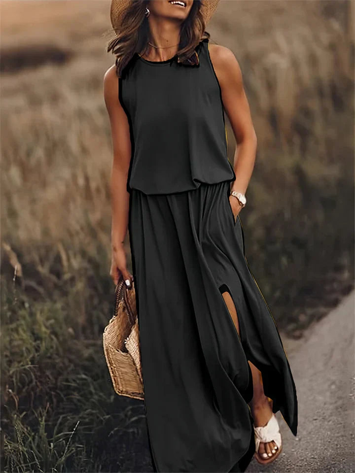 CM | Vestido maxi monocolor de mujer