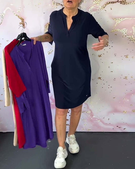 CM | Vestido monocolor con escote en V