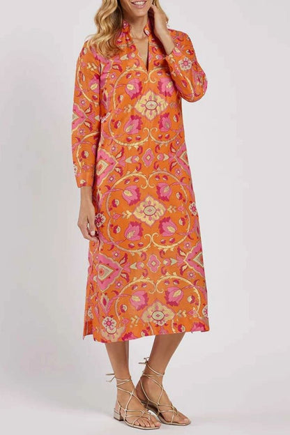 CM | Vestido midi estampado con cuello alto