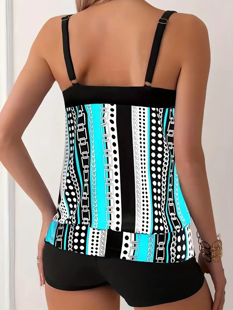 CM | Tankini de rayas con estampado