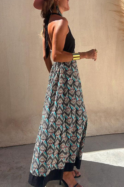 CM | INKA Vestido largo geométrico negro